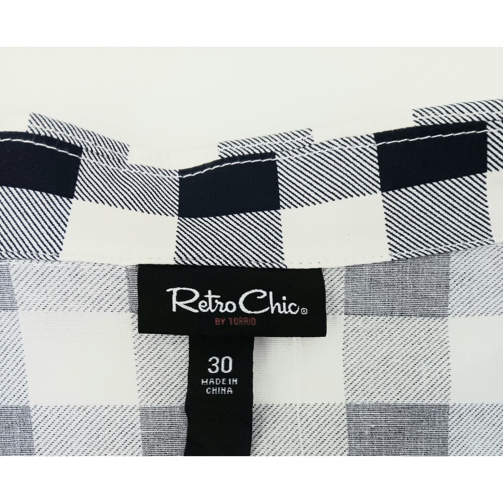 Torrid Retro Chic Dress Women's Size 30 Midi Poplin Swing Gingham Rockabilly - Picture 4 of 16